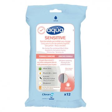 Aqua Sensitive vochtige washandjes Doos 12 x 12 stuks