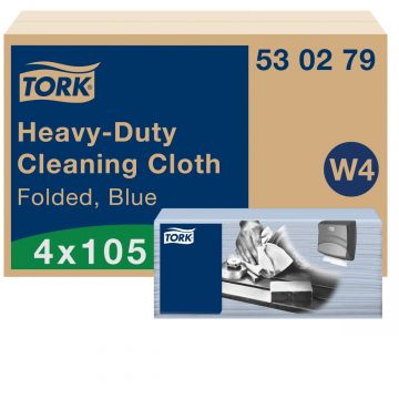 Tork poetsdoek heavy duty W4 blauw 4x105