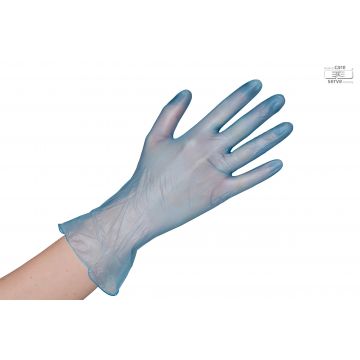 Handschoen vinyl ongep. blauw S 100st premium quality 4040 1421