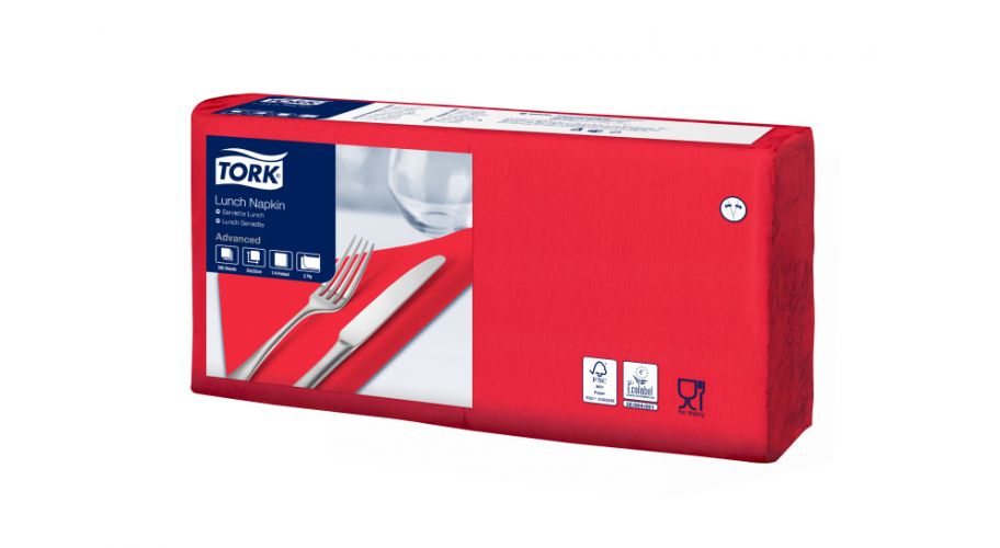 Tork Servetten 33cmx33cm rood (10x200) 2-laags 1/4 vouw Deep tone