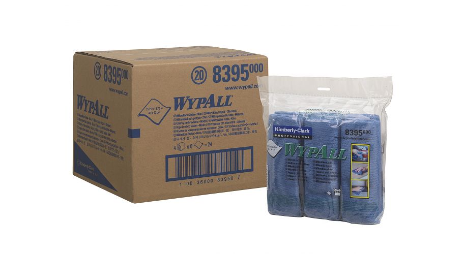 Wypall Microfibre doeken blauw 4x6 ongevouwen 40x40 cm.