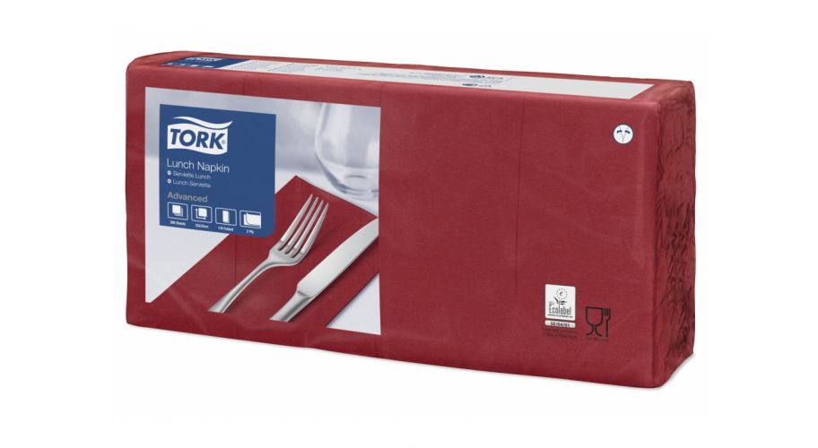 Tork Lunchservet 33x33cm 2 lgs 10x200st. 1/4 vouw bordeaux